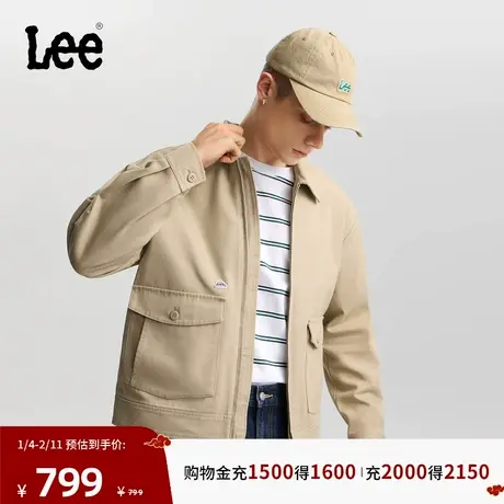 Lee商场同款26春新舒适版翻领工装口袋设计卡其色男长袖夹克外套图片