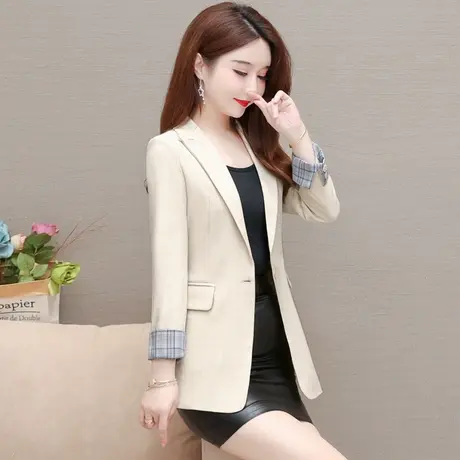 长袖小西装外套女2023年秋装新款休闲小个子西服韩版修身上衣黑色图片