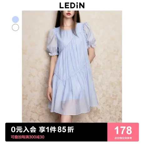 乐町飘逸娃娃连衣裙2023年夏季女装显瘦法式质感浪漫短袖裙商品大图