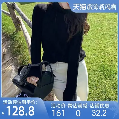 无缝全羊毛一线针织衫2023秋冬新款保暖纯色毛衣高领外穿内搭上衣商品大图