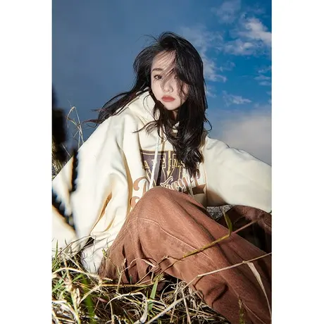 YEP美式复古卫衣女春秋薄款2023年新款宽松套头连帽长袖上衣ins潮商品大图