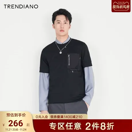 TRENDIANO官方潮牌男装秋季新款宽松圆领短袖T恤商品大图