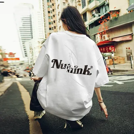 Nuthink美式街头滑板短袖男夏季oversize美潮T恤宽松大码情侣装潮商品大图