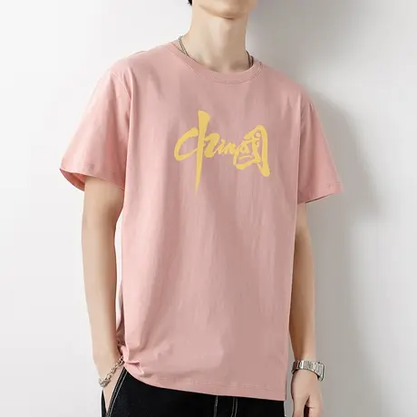 中国潮流潮牌t恤男士短袖2024新款纯棉上衣服夏季男装圆领体恤衫商品大图