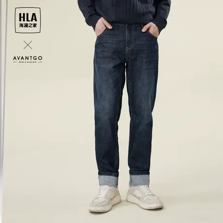 HLA/海澜之家轻商务经典系列牛仔裤2023秋冬水洗裤子男商品大图