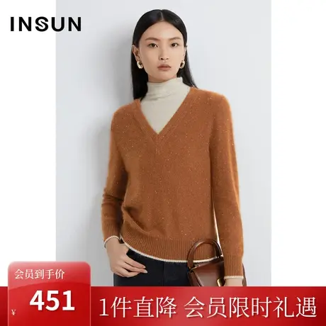 恩裳2022冬季时尚假两件打底衫吸晴珠片设计毛织衫女图片