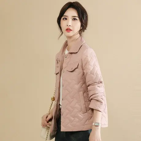 韩潮袭人高级感POLO领棉服外套女2023冬季新款宽松显瘦轻便棉衣图片