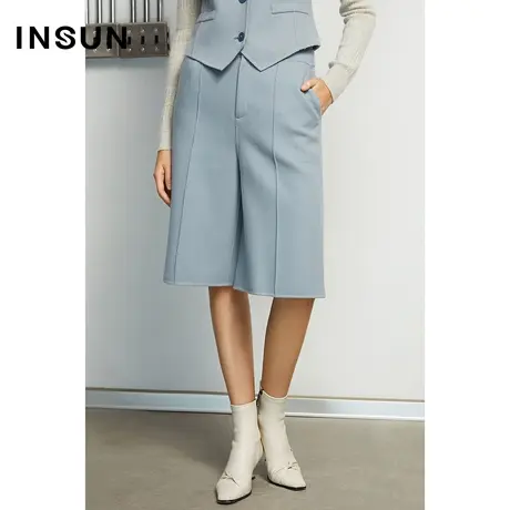 INSUN恩裳冬季摩登宽松直筒五分西装裤商品大图