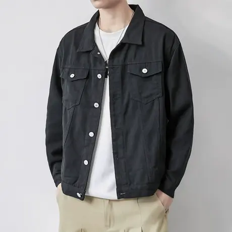 美式牛仔外套男ins潮牌春秋季港风工装休闲百搭痞帅上衣教练夹克商品大图