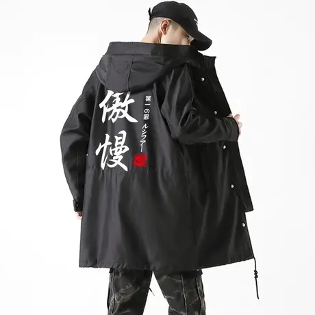 秀洛文字七宗罪风衣男中长款十大戒律沉默七大罪卫衣夹克外套衣服图片