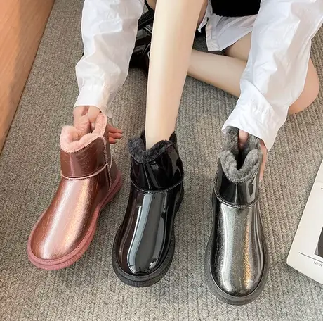 2023年冬季新款女士时尚百搭平底雪地靴防水防滑加绒加厚保暖短靴图片