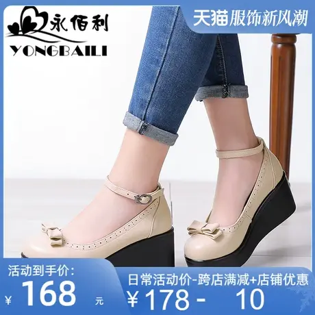 2025春新款防水台松糕鞋真皮单鞋女复古蝴蝶结鞋厚底休闲女鞋皮鞋图片