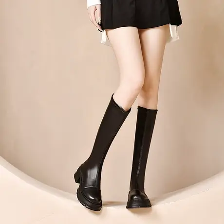 长筒靴子女2023新款秋冬季女鞋显瘦高筒骑士靴厚底长靴女瘦瘦靴潮商品大图