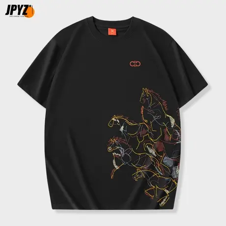 国潮重磅t恤男短袖重工刺绣纯棉圆领宽松中国风打底衫半袖夏季商品大图