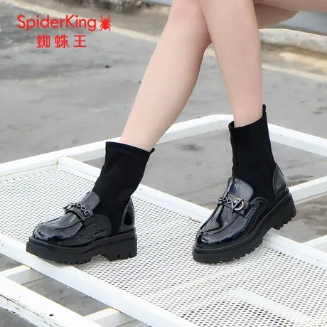 蜘蛛王断码清仓正品女鞋2021秋冬新款袜子鞋弹力袜靴女加绒软底潮商品大图