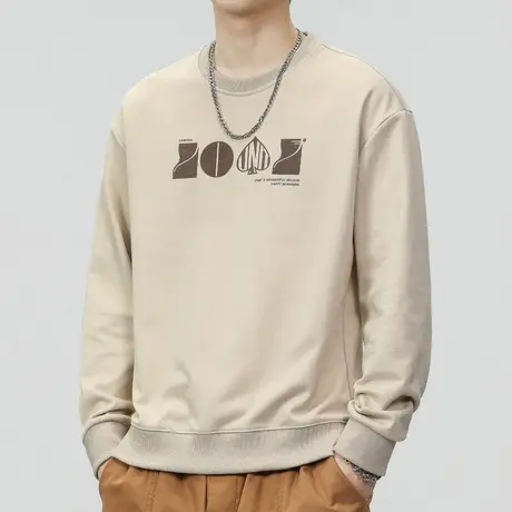 男款早秋情侣长袖上衣服春秋款高端重磅圆领卫衣2023新款秋季男装商品大图