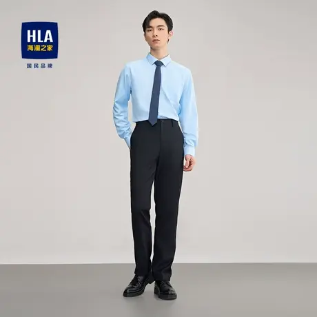 HLA/海澜之家2023纯色长袖正装衬衫商务挺括有型尖领衬衣男图片