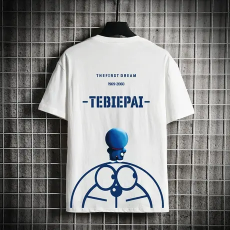 ins潮牌夏季男士短袖t恤印花纯棉上衣服宽松韩版情侣冰丝半袖体恤商品大图