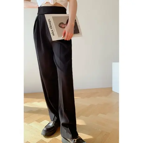 2023新款高腰西装裤女工作裤女职业直筒时尚气质女士阔腿长裤商品大图