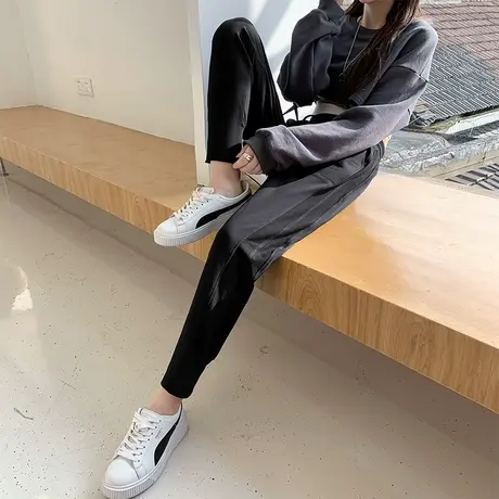 运动裤子女束脚春秋薄款2022新款秋冬季加绒外穿显瘦百搭休闲卫裤图片