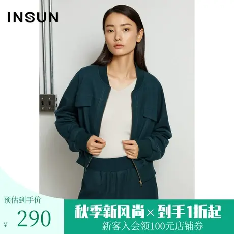 恩裳冬季时尚简约百搭工装风撞色压线休闲短外套女图片