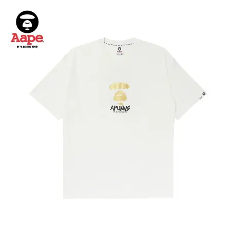 Aape旗舰店男装春夏烫金猿颜图案字母印花休闲潮流短袖T恤0919XXK图片