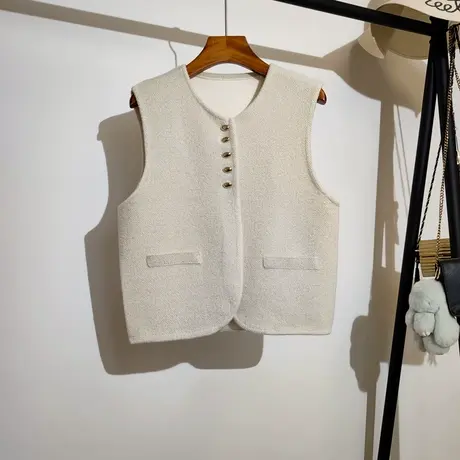 小香风针织开衫马甲女秋冬新款圆领显瘦名媛气质毛衣背心坎肩外穿商品大图