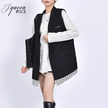 马夹西装外套女2023秋季新款时尚设计感拼接无袖坎肩外搭西服马甲图片