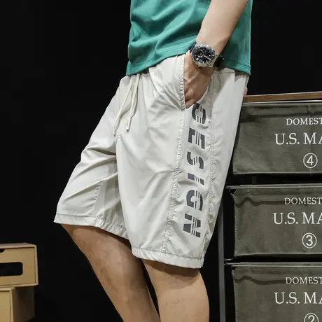 冰丝短裤男夏季潮牌休闲宽松2023新款5分裤子男士轻薄五分裤大码商品大图