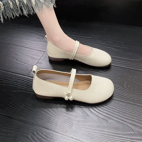 平底单鞋女春秋款2023年夏季新款百搭软底玛丽珍女鞋配裙子奶奶鞋图片