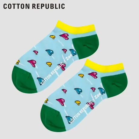 Cotton Republic/棉花共和国女士船袜ZOE合作款 蓝色情侣卡通提花商品大图