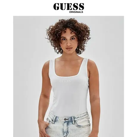 GUESS Originals  女U领修身无袖连体衣工字背心-W3GP14K1D80商品大图