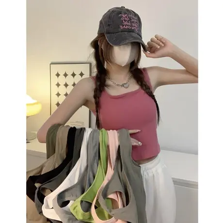 白色带胸垫一体吊带背心女夏季配小西装内搭打底外穿上衣美背内衣图片