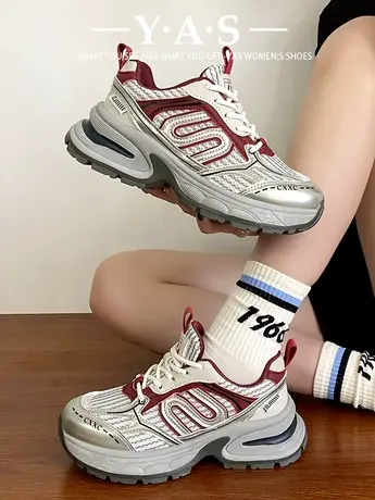 时尚运动鞋女款2024春季新款流行复古百搭小个子厚底轻便老爹鞋商品大图