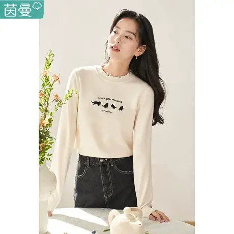 茵曼官方旗舰店正品针织衫毛衣女春秋冬温柔风软糯2022新款奶甜系图片