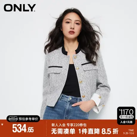 ONLY2023秋季新款通勤短款小香风圆领韩系西服外套女|123308010商品大图