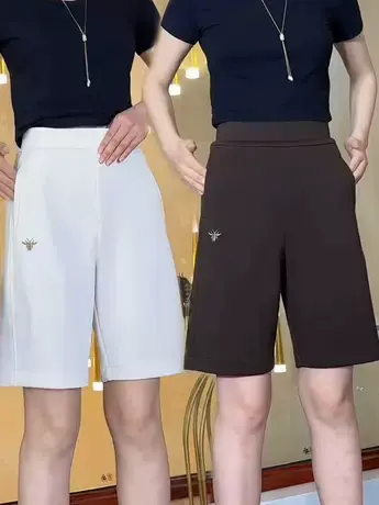 2023夏季新款五分裤女时尚垂感修身显瘦遮肉高腰弹力爆款西装短裤商品大图