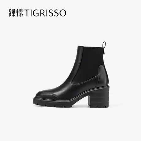 蹀愫冬季水台厚底增高7.5切尔西粗跟短筒靴TA54715-55商品大图