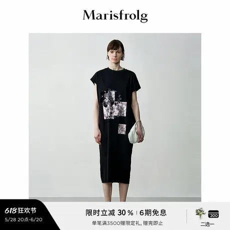 【艺术家灵感】玛丝菲尔夏季时尚圆领灵感印花廓形连衣裙图片