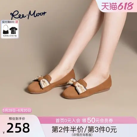 REEMOOR睿慕2025春季新款织带蝴蝶结公主鞋乐福鞋软底一脚蹬女鞋图片