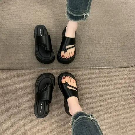 人字拖鞋女夹趾外穿2025夏季新款松糕厚底沙滩鞋配裙子海边凉拖鞋商品大图