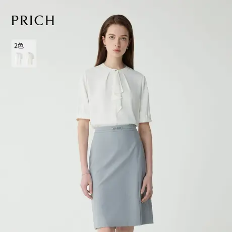 【超能小太阳】PRICH气质小立领飘带衬衫2025夏季新款通勤上衣女图片