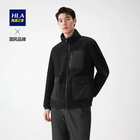 HLA/海澜之家保暖夹克23秋冬季新品仿羊羔毛舒适外套男图片