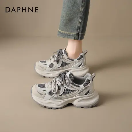 达芙妮厚底老爹鞋女2025新款女鞋秋季增高网面鞋子百搭休闲运动鞋图片