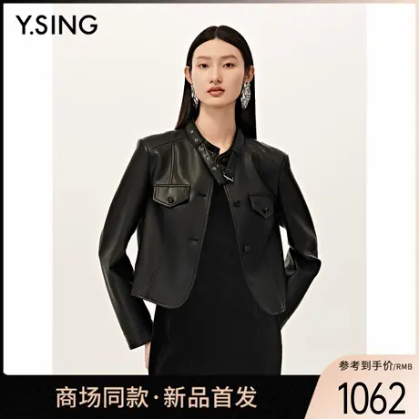 【商场同款】Y.SING衣香丽影2025秋冬黑色皮衣150821602商品大图
