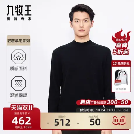 [美澳绒羊毛]九牧王男装商场同款保暖羊毛衫23秋冬半高领毛衣BN商品大图