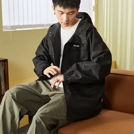 唐狮工装夹克外套男春秋季净色户外宽松休闲钓鱼男士青少年外套商品大图