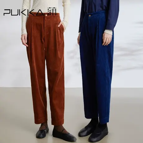 蒲PUKKA 复古美拉德灯芯绒萝卜哈伦裤秋冬季宽松锥形裤子商品大图