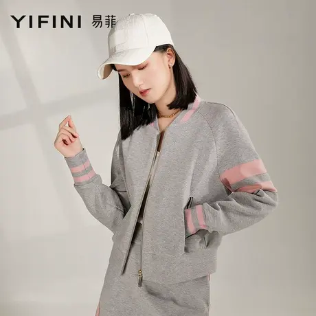 Yifini/易菲春秋新款休闲街头卫衣外套短款减龄棒球外套女装图片