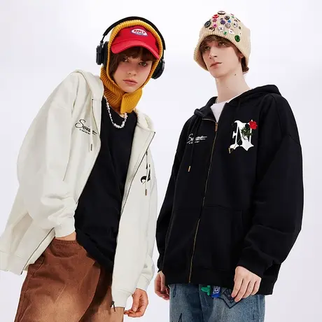 Nuthink加肥加大卫衣春季美式高街开衫外套男国潮潮牌大码帽衫潮商品大图